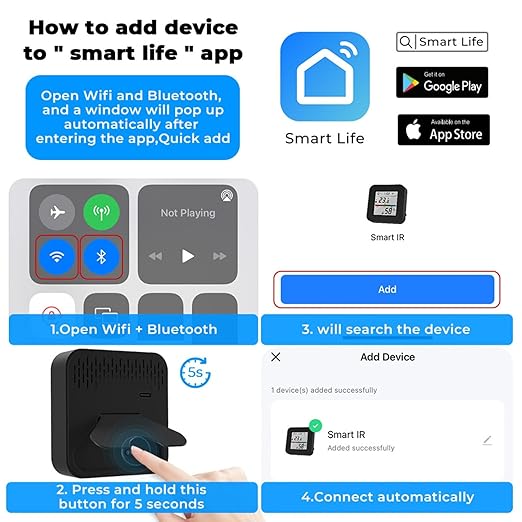 WiFi Smart IR Remote Control, 3-in-1 Smart AC Controller with Temperature Humidity Sensor n Display, Intelligent Control of T&H for Home Greenhouse Pet Garage, Compatible with Alexa (C1) - Image 8
