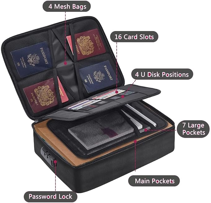 Fireproof Document Bag with Lock - Important Document Organizer, Box Storage Case with Water-Resistant, Moving Boxes for Home Office Travel, Portable Filing Organizer for Important File - Image 3