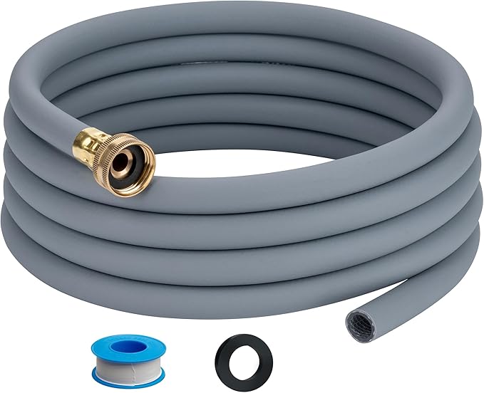 12FT Dehumidifier Drain Hose with 3/4” FHT Brass Rustproof Connector, Versatile Drain Hose Perfectly Compatible with most Dehumidifiers and 3/4” external thread outlet, No Leak (Grey, 12FT) by ZY-hosetube