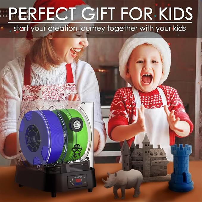 【EIBOS Official】3D Printer Filament Dryer Cyclopes with Fan, Filament Dry Box 2 Rolls with Adjustable Temp Max 70℃, Humidity Sensor, Infinite Timer, Compatible with 1.75mm 2.85mm 3.00mm PLA Nylon TPU - Image 8
