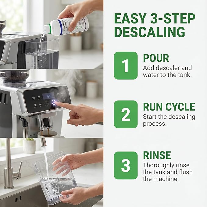 Descaling Kit Compatible with Delonghi Coffee Machines: 2 Full Maintenance Cycles | 2 Compatible with De'Longhi water Filters + 2x100ml Descaling Solution Replace Every 3 Months （6-Month） - Image 4