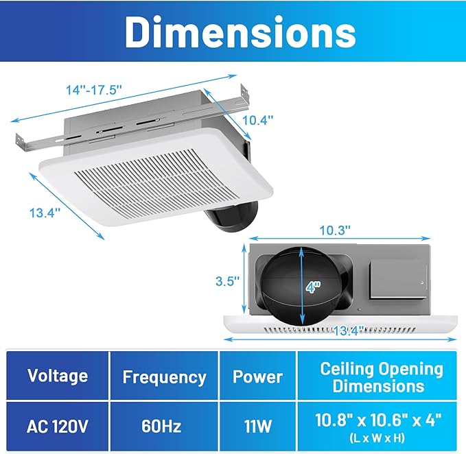 COSTWAY Bathroom Exhaust Fan, 50/80/110 CFM Ceiling Mount Exhaust Ventilation Fan w/Pick-A-Flow, Energy Star Bath Vent Fan w/Metal Housing, 4 Inches Duct, 0.3/0.8/1.5 Sones Quiet Operation, White - Image 7