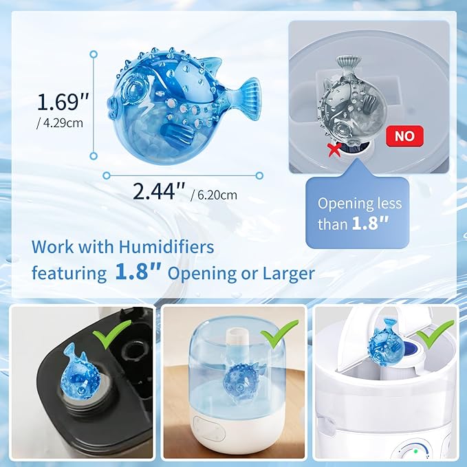 Humidifier Cleaner Fish 12-Pack for Most Humidifiers and Fish Tanks, Humidifier Cleaning Fish and Demineralization Cartridge for humidifiers, Tank Cleaner tablets, Purifies Water, Fights Slime & Odor - Image 2