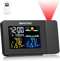 SMARTRO SC91 Projection Alarm Clock for Bedrooms with Weather Station, Wireless Indoor Outdoor Thermometer, Temperature Humidity Monitor Gauge Hygrometer by SMARTRO