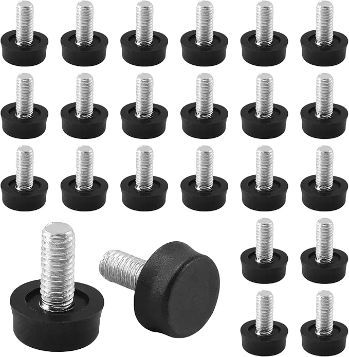 Biaungdo 24 Pcs Adjustable Furniture Levelers, M6x15 mm Ajustable Leveling Feet Screw On Furniture Glide Foot Levelers for Table, Chair, Cabinet, Furniture Legs, Black by Biaungdo