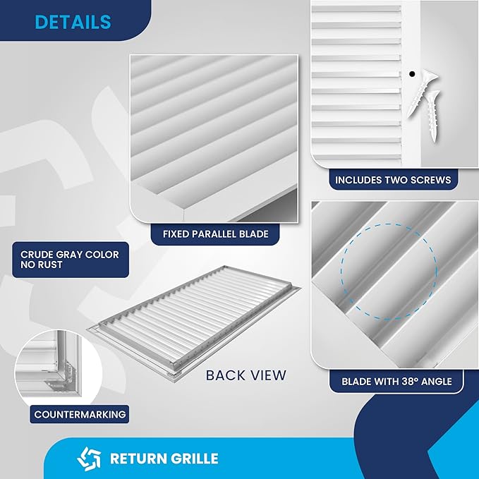 12x24 Inch (Duct Opening) Air Return Vent Cover Decorative – Premium Aluminum AC Vent Cover for Ceiling & Wall, Rustproof Grille, Ideal for Home HVAC Grille, Durable & Easy to Install by ACLAMINAIRE - Image 9