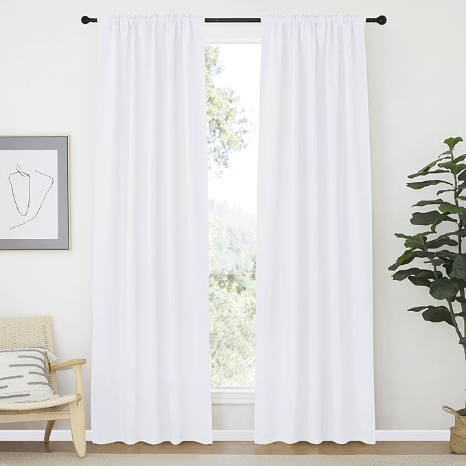 NICETOWN Living Room Curtains - (White Color) W42 x L84, Set of 2, Home Decor Modern Drapery Panels for Office/School/Hospital Window - Image 2