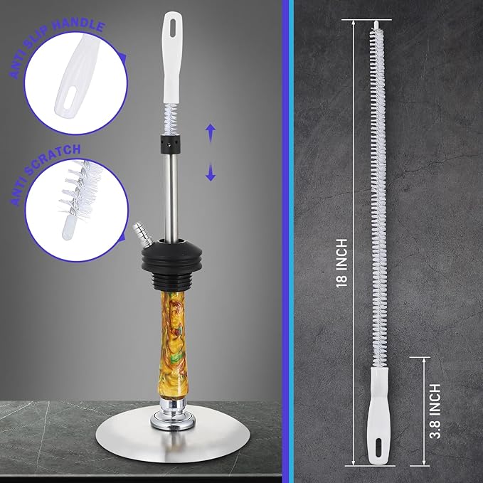 Hookah Brush Cleaning Kit 4 Brushes， Hookah Set | Bottle Cleaner Tube Pipe Cleaner | Premium Cleaning Hookah Accessorie Set | for Cleaning Glass Bases,Hookah Vase Cleaning Set & Hookah Cleaning Set - Image 5