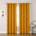 ChrisDowa Room Darkening Curtains 120 Inches Long 2 Panels Set for Living Room, Grommet Thermal Insulated Blackout Curtains for Bedroom (Mustard Yellow, 52 x 120 Inch) by ChrisDowa
