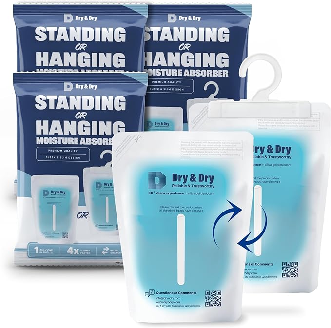 Dry & Dry 3 Packs Hybrid Moisture Absorbers & Musty Odor Eliminator Dehumidifier to Control Excess Moisture for Basements, Closets, Bathrooms, Laundry Rooms. Moisture Absorbers by DryDry