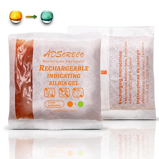 Adsorbco Rechargeable 500 Gram 2 Packs Desiccant, Indicating Silica Gel Packets, Moisture Absorbers for Storage, Gun Safe Dehumidifiers (2, 500g) by Unknown
