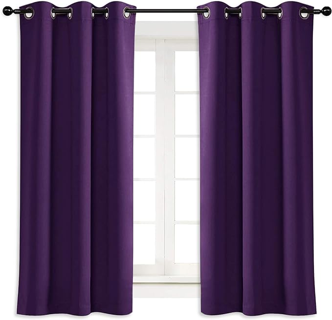 NICETOWN Blackout Curtain Blind for Bedroom, Single Panel, W34 x L63 inches, Royal Purple, Thermal Insulated Grommet Blackout Room Darkening Drape/Drapery by NICETOWN