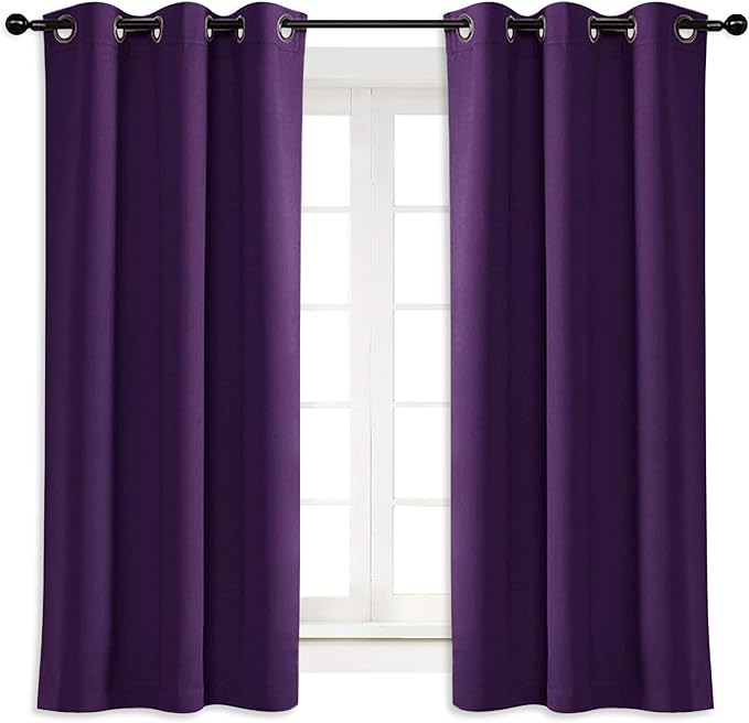 NICETOWN Blackout Curtain Blind for Bedroom, Single Panel, W42 x L45 inches, Royal Purple, Thermal Insulated Grommet Blackout Room Darkening Drape/Drapery by NICETOWN