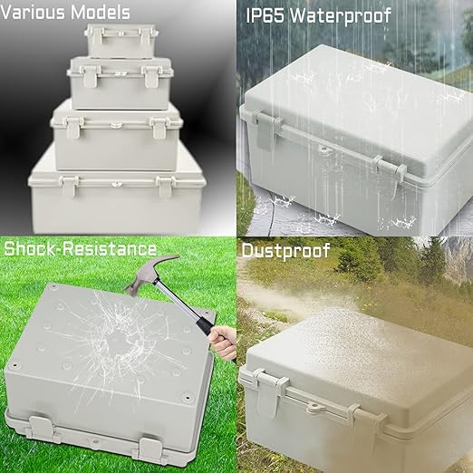 Zulkit Junction Box ABS Plastic Dustproof Waterproof IP65 Electrical Boxes Hinged Shell Outdoor Universal Project Enclosure 8.7 x 6.7 x 4.3 inch (220x170x110 mm) - Image 7