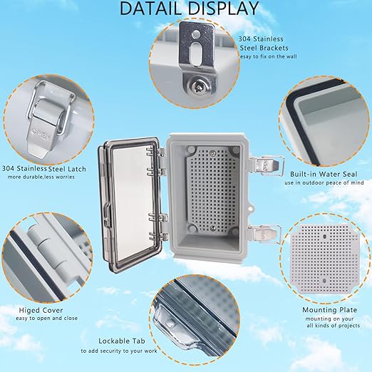 Electrical Box, Outdoor Waterproof Box IP67 Junction Box with Mounting Plate,ABS Plastic Project Box Power Cord Enclosure Clear 5.9" Dx3.9 Wx2.8 H - Image 3