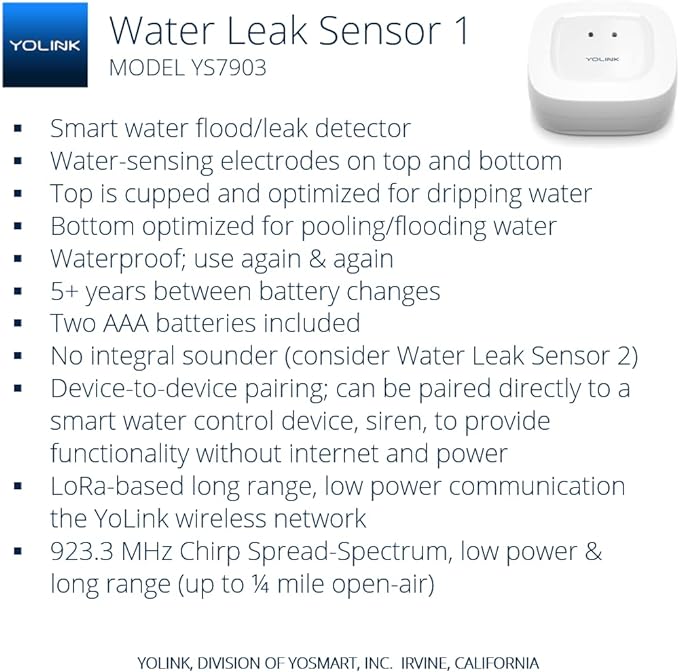 YoLink Water Leak Detection Starter Kit, w/SpeakerHub Audio/Talking Hub & Water Leak Sensors, LoRa Up to 1/4 Mile Open-Air Range, SMS/Text, Email & Push Notifications, w/Alexa, IFTTT, Home Assistant - Image 2