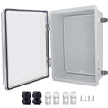 Outdoor Waterproof Box,IP67 ABS Junction Box Electrical Enclosure with Stainless Steel Latch, Hinged Cover Electric Box with Wall Brackets 13.8" Dx9.8 Wx5.9 H by LuSumtly