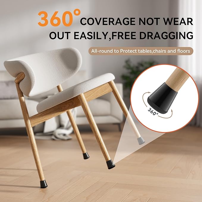 24PCS Extra Small Chair Leg Floor Protectors for Hardwood Floors, Furniture Sliders for Chair Legs, 360°Felt Pad Bottom Wrapped Thickening Furniture Pads Cap Covers to Scratch and Reduce Noise - Image 4