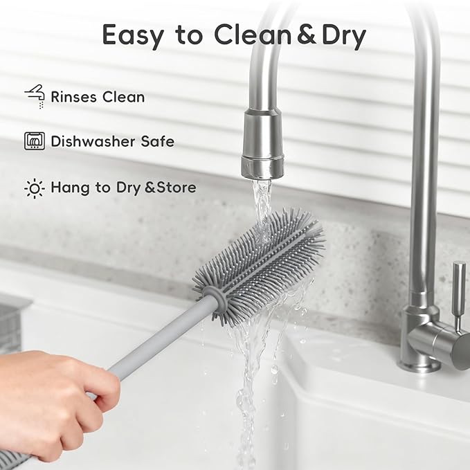 Silicone Cleaning Brush Kit,Water Bottle and Straw Cleaner Brush Set for Tumbler,Baby Bottle,Breast Pump Part,Nipple,Sippy Cup,Glass,Dishwasher Safe,BPA Free,3 Pcs - Image 3