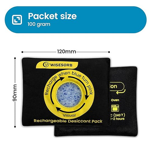 100g Reusable Silica Gel Desiccant Packs, Rechargeable Dehumidifier Moisture Absorbers with Color Indicator for Bins, Gun Safes, Suitcases, 3D Printing Filaments, Electronics, Cars [3 Pack] - Image 2