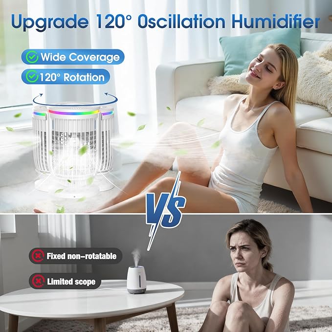 Humidifiers for Bedroom,with Large Tank, Easy to Clean & Fill,Ultra-Quiet (30dB) Supersized Cool Mist Air Humidifier for Baby Nursery, Plants, Office, 7-Color Ambient Nightlight - Image 3
