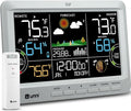 Weather Station Indoor Outdoor Thermometer Wireless, Home Atomic Clock with Large Constant Display, Inside Outside Temperature Humidity Monitor, Dew Heat Point, Barometer Grey by UUNNI