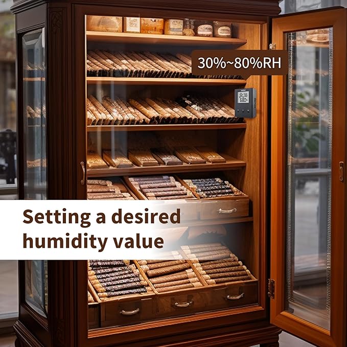 Briidea Electric Humidifiers for Cabinet (1-8 Cubic Ft.), 30% RH~80% RH Humidity Setting Values, Perfect Monitoring Temperature and Humidity, 12V Adapter Power Supply - Image 3