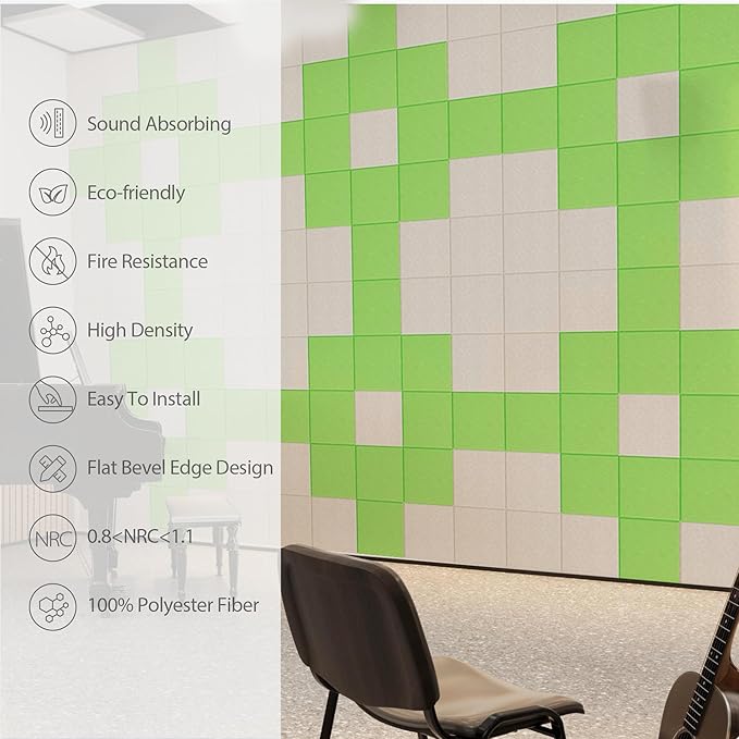 12 Pack Acoustic Panels Self Adhesive Sound Proof Foam, High Density Sound Acoustic Panel, 12X12X0.4 Inch Square Panels in Home, Office, Reccording Room, Studio,and more(Beige) - Image 5
