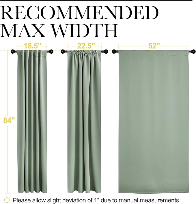 NICETOWN Living Room Blackout Draperies - (Greyish Green Color) W52 x L84, 2 Pieces, Room Darkening Window Blackout Drape Panels for Wall - Image 7