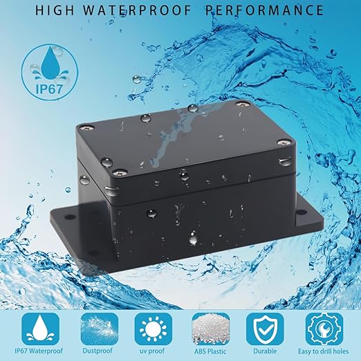 Watertight Junction Box, IP67 Waterproof Project Box Durable ABS Plastic Electronic Enclosure Case for DIY Electrical Project with Wall Fixed Ear 3.94" x 2.68" x 1.97"(100 x 68 x 50 mm) 2Pcs - Image 7