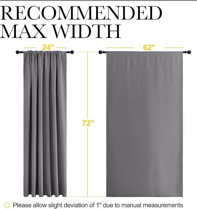 NICETOWN Blackout Curtain Panels for Window - Thermal Insulated Rod Pocket Blackout Drapes/Draperies for Dining Room (2 Panels, W62 x L72 inches, Grey) - Image 7