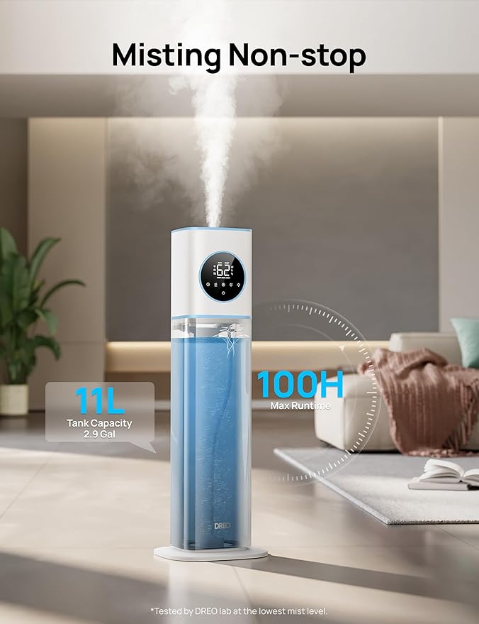DREO HM735S 11L Smart Humidifier Large Room 700 ft², 100H Cool Mist Air Humidifiers for Bedroom, Top-Fill, Clean Tank Technology, 26dB, Auto Mode, Aroma Box, RGB, Remote & APP Control, Baby, Blue - Image 3