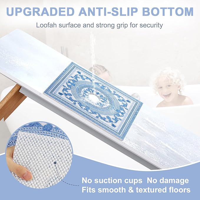 Square Shower Mat Non Slip: 27x27 Inch Extra Large Shower Mats with Drain Hole in Middle -Anti Slip Shower Mats for Inside Shower -Loofah Shower Floor Mat Bath Mat for Shower Stall Bathtub Elderly - Image 4