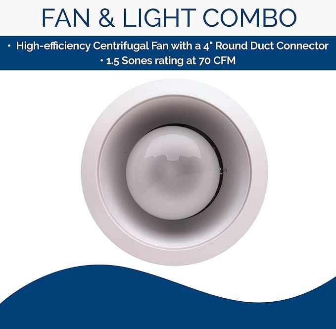 Broan-NuTone 744LED Recessed Light Ventilation Fan with LED, ENERGY STAR Certified, 70 CFM, 1.5 Sones, White - Image 2