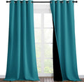 NICETOWN Peacock Teal Blackout Curtains 90 inches Long, Full Light Blocking Drapes with Black Liner for Nursery, Thermal Insulated Draperies for Hall, Villa (2 Pieces, 46" Wide Each Panel) by NICETOWN