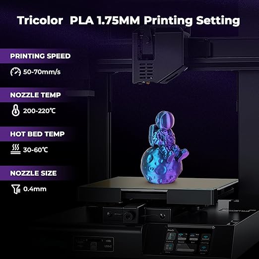 AMOLEN Silk PLA Filament 1.75mm, Triple Colors 3D Printer Filament Bundle, Shiny 3D Printer Filament Dimensional Accuracy +/- 0.02mm, Silk PLA Filament Fits for Most FDM 3D Printers, 200g X 4 Pack - Image 6