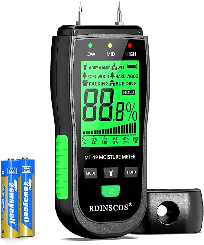 RDINSCOS Moisture Meter for Firewood Digital Wood Moisture Tester Firewood and Lumber Water Leak Detector for Wall,Lumber, building,Firewood,Humidity Tester by RDINSCOS