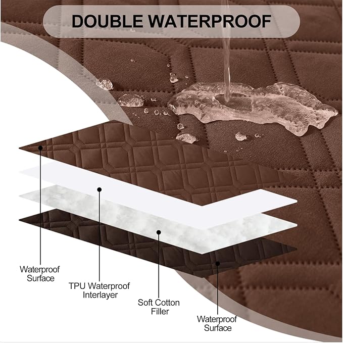 Smiry Reversible Waterproof Couch Covers for Sofa, Washable Dogs Pet Couch Covers for 3 Cushion Sofa Pet Friendly, Water Resistant Furniture Protector Slipcover, Geometric (30"x70", Brown/Chocolate) - Image 2
