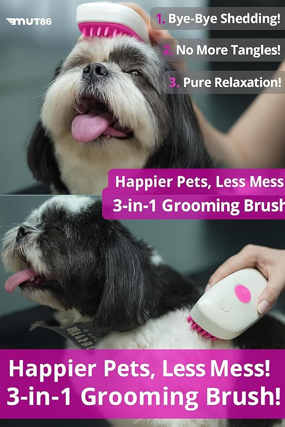 Cat Steam Brush, 3-in-1 Mist Grooming Brush, USB-C Rechargeable Anti-Static Silicone Pet Hair Cleaning Comb for Cats Dogs - Image 5