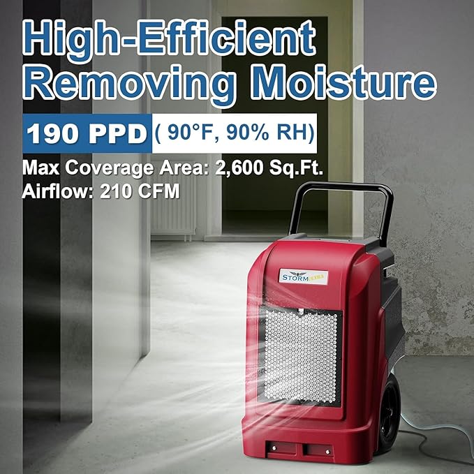 ALORAIR 190 Pints LGR Commercial Dehumidifier with Pump & Drain Hose, up to 2,600 Sq.Ft Industrial Dehumidifiers for Home, Water Damage Restore, Basements, Job Sites, 5 Years Limited Warranty - Image 2