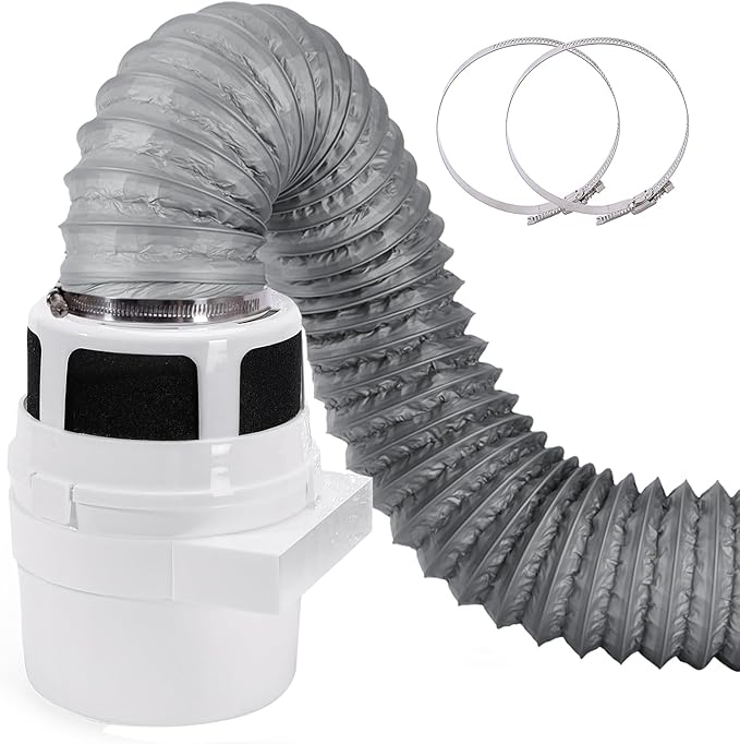 【Upgraded】 NOORNY 3 in 1 Indoor Dryer Vent Kit Lint Trap Bucket Dryer Vent for Apartment - with Double Layer 4-Inch by 5-Feet Gray Proflex Duct, for Electric Clothes Dryers by NOORNYGroup