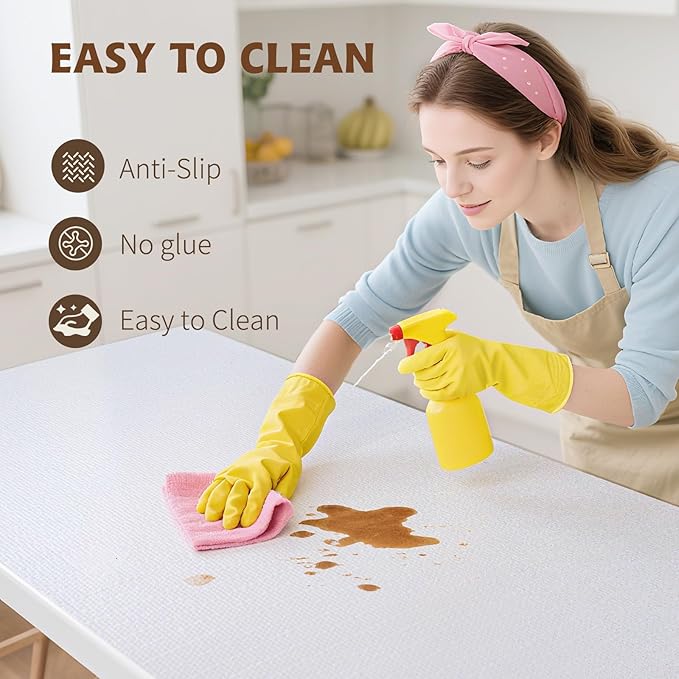 Shelf Liners for Kitchen Cabinets Non Adhesive Drawer Liner 12in x 30FT Pure White Thickened Shelf Liner Strong Non-Slip Easy to Clean for Tool Box Refrigerator with Knife and Tape Measure - Image 4