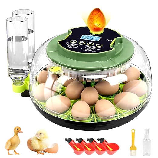18 Egg Incubators for Hatching Eggs, Egg Incubator with Temperature Control, Humidity Display, Auto Egg Turner, Egg Candler, 2 Size Egg Trays, Digital Incubator for Chicken, Duck, Quail Eggs by APODESS
