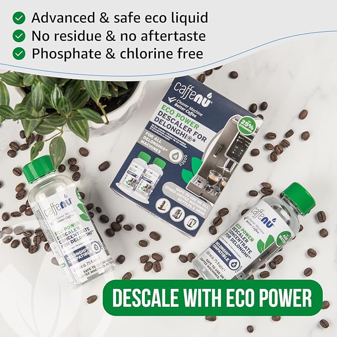 Delonghi Compatible Descaling Solution. 2 Bottles of Descaler Solution. Descaling Kit Removes Limescale For Hotter Coffee. 4 Uses Descaler For Delonghi Coffee Machines. - Image 4