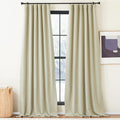 NICETOWN Room Darkening Faux Linen Beige Curtains 120 inches Long, Pinch Pleated Light Blocking Noise Reducing Thermal Insulated Curtains for Living Room/Bedroom, W52 x L120, 2 Panels by NICETOWN
