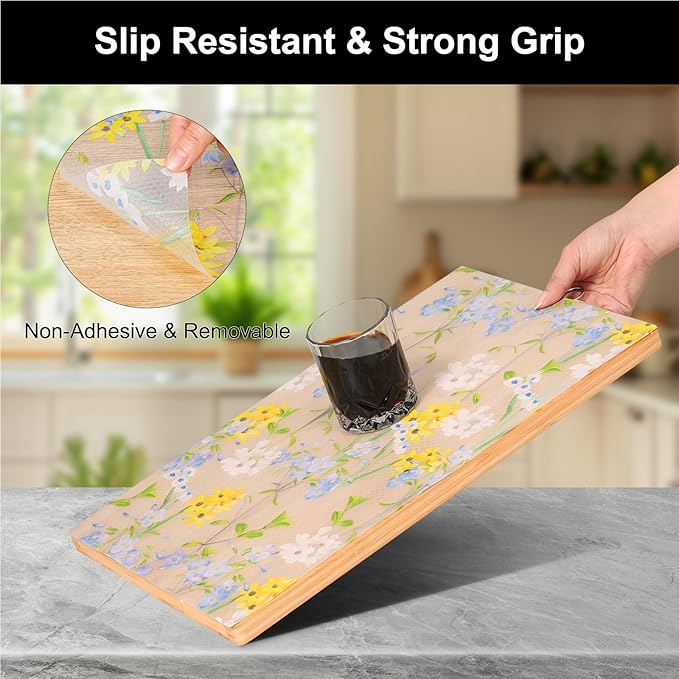 Cooyes Shelf Liner – Premium Non-Adhesive Cabinet & Drawer Liner for Kitchen – Waterproof Shelf Paper with Modern Pattern – Durable EVA Cabinet Mat – Easy to Cut （17.5" W x 78.7" L） - Image 2