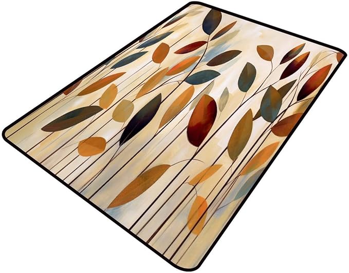Vintage Leaf Printing Patterns Broadloom - Reversible Area Rug for Living Room/Bedroom - Fade, Flame, and Stain Resistant, Quick Dry, Waterproof Floor Carpet, 72 x 108 Inch by Snarena