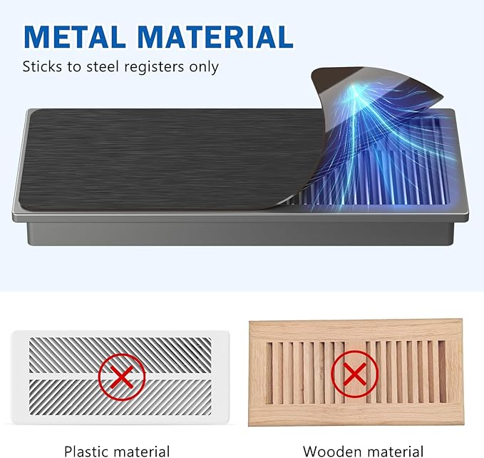 4 Pack High Strength Magnetic Vent Covers 5.5" x 12" Metallic Stronger Magnet Air Vent Cover Universal Vent Covers for Home Floor, Ceiling, Wall Registers, HVAC, AC, RV, and Heater Vents Black - Image 6