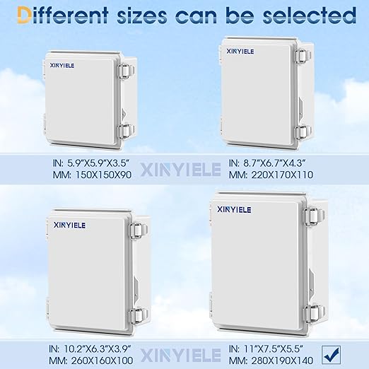 Waterproof Outdoor Project ABS Plastic Junction Box IP67 Weatherproof Dustproof Enclosure with Hinged Cover, Mounting Plate,Wall Brackets for Power Project (11"X7.5"X5.5") - Image 4