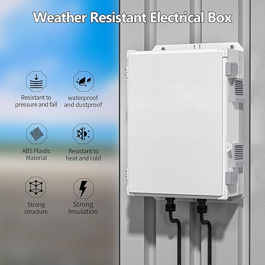 Outdoor Electrical Junction Box, ABS Water Resistant Enclosure with Internal Mounting Panel & Hinged Cover, 15.7" H* 11" L* 5.9" W - Image 2